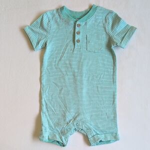 joe fresh henley summer romper lightweight cotton striped 6-12 months baby boy